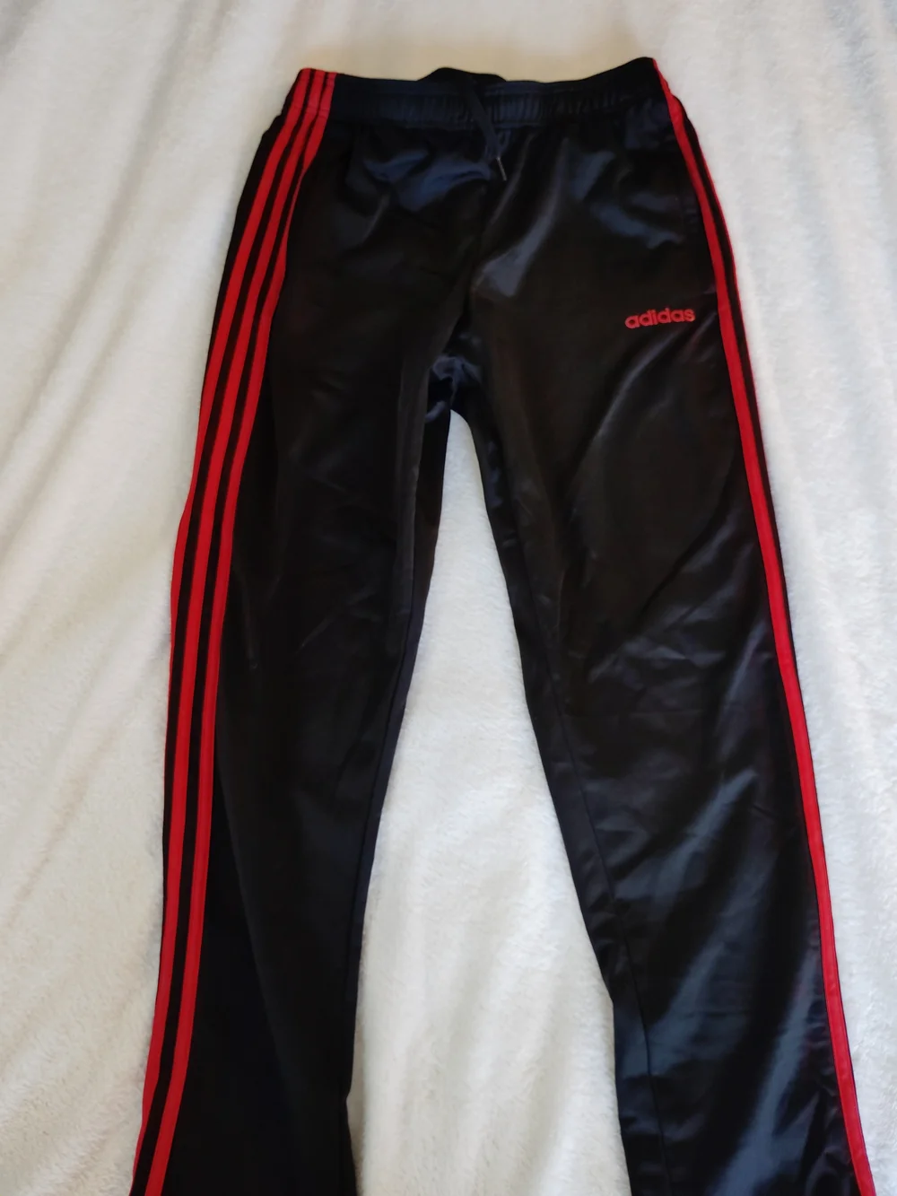 adidas Men Black Track Pants with Red Stripes Loose, Sportwear, 30*41, 31 Inseem